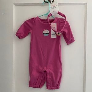 New old stock *vintage* Gymboree cupcake one piece 0-3 and headband fruffle